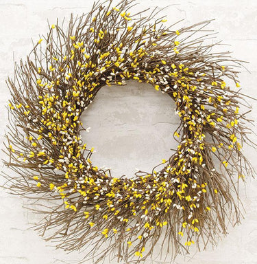 Yellow & Cream Pip Twig Wreath, 22